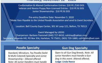 UPA Sponsored Poodle and Gun Dog Specialties at Texas Classic in November 2020